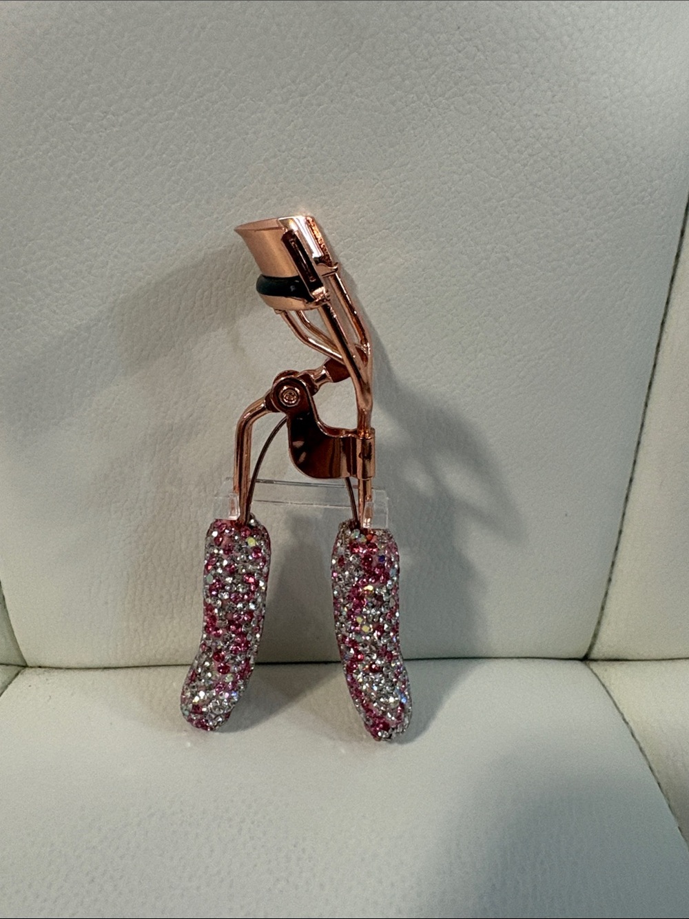 Rose Gold Eyelash Curler with Pink Crystal Handles